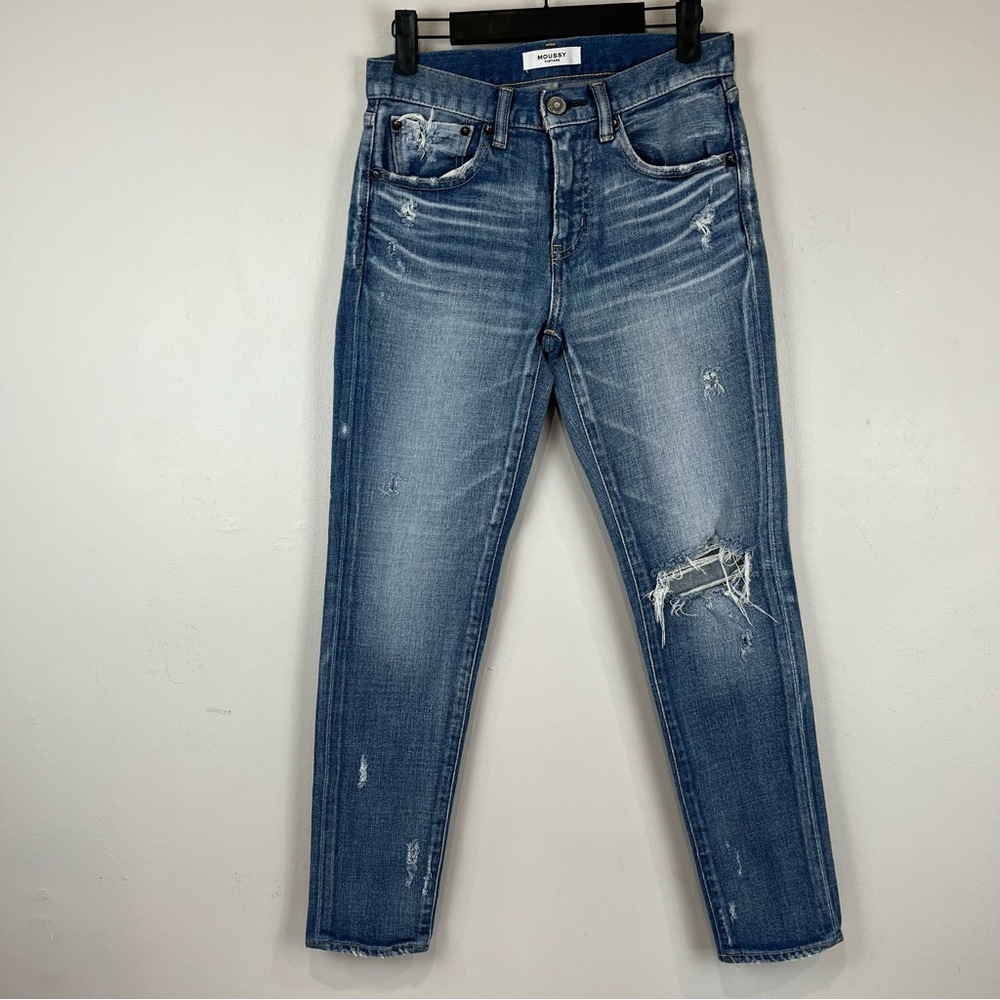 Moussy Vintage Helendale Distressed Skinny High Rise Blue Jeans Women Size 25